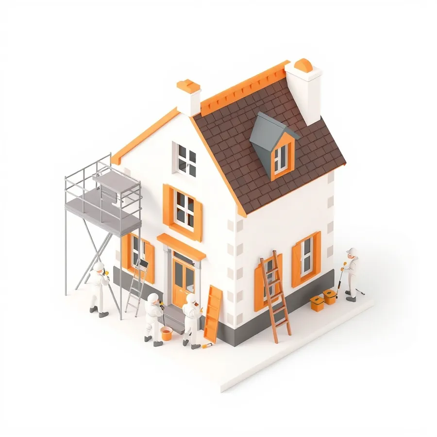 Travaux de peinture sur une maison à Lille — illustration